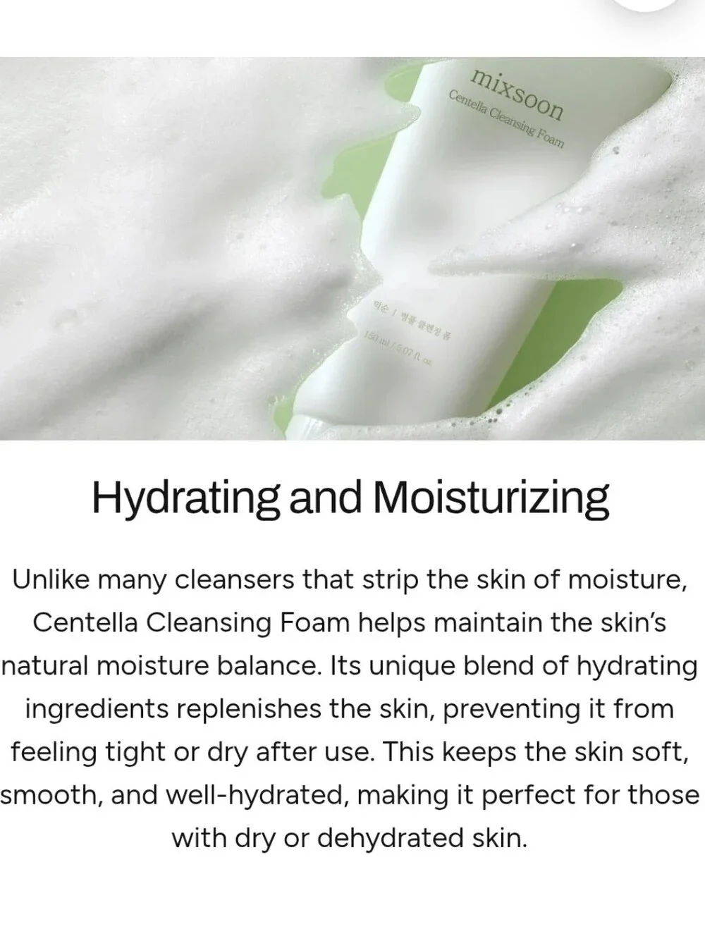 MIXSOON CENTELLA CLEANSING FOAM.